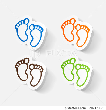 Paper clipped sticker: Footprint symbol Paper clipped sticker: Footprint symbol 20712435