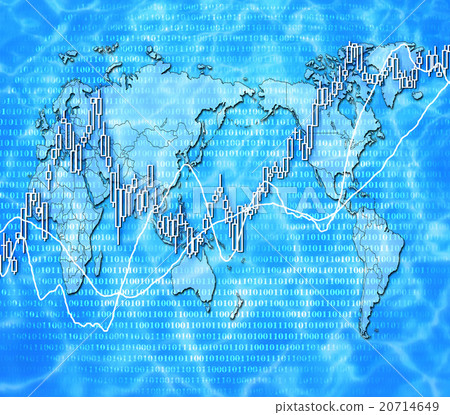 World map and stock price on ripples 20714649