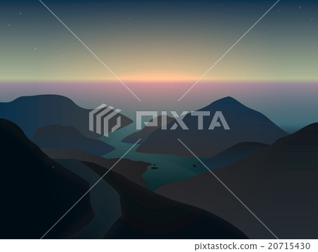 illustration of a misty sunrise in mountains illustration of a misty sunrise in mountains 20715430