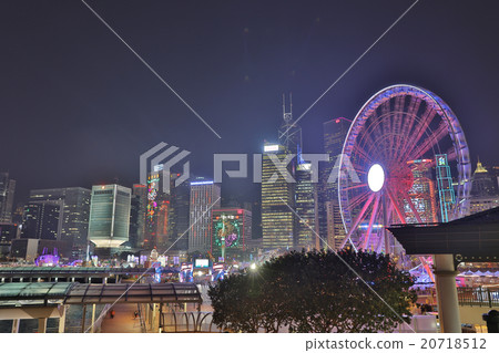 Ferris Wheel in Hong Kong at night. Ferris Wheel in Hong Kong at night. 20718512