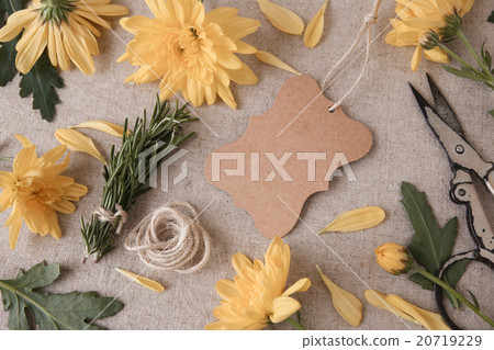 craft mockup with yellow flowers,selective focus 20719229