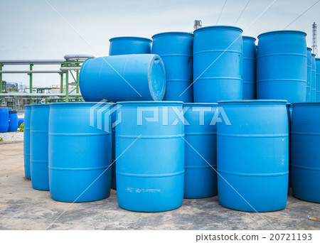 Plastic Storage Drums, Blue Barrels. 20721193