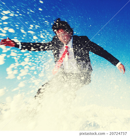 Businessman Snow Boarding Holiday Vacation Concept Businessman Snow Boarding Holiday Vacation Concept 20724737