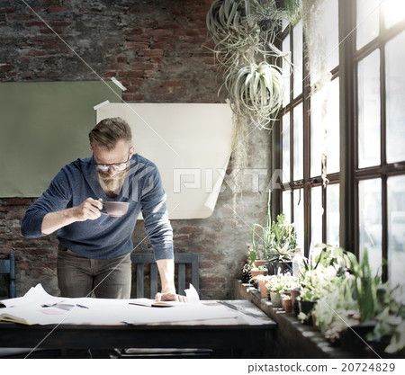 Man Working Determine Workspace Lifestyle Concept 20724829