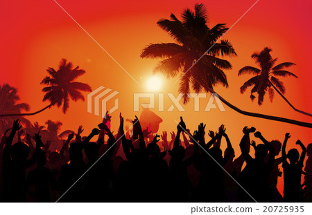 Summer Music Festival Beach Party Performer Excitement Concept Summer Music Festival Beach Party Performer Excitement Concept 20725935