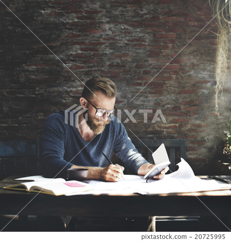 Man Working Determine Workspace Lifestyle Concept Man Working Determine Workspace Lifestyle Concept 20725995