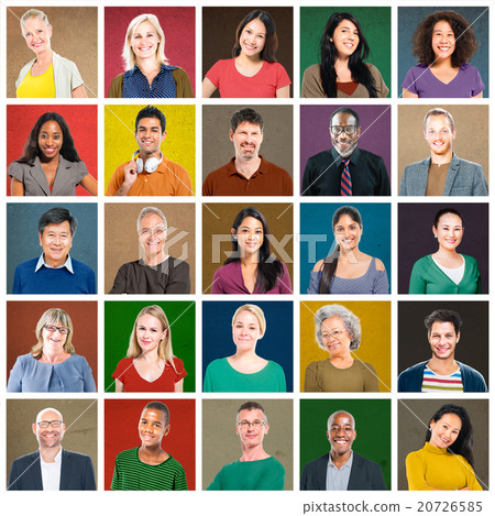 Multiethnic People Colorful Smiling Portrait Concept Multiethnic People Colorful Smiling Portrait Concept 20726585