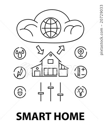 Line style design concept of smart house, network - Stock Illustration ...