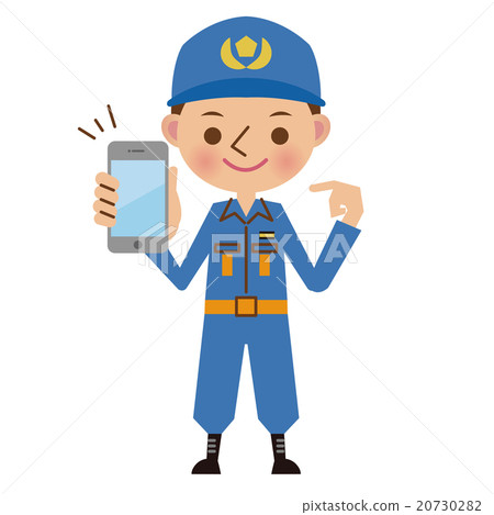 Firefighter with smartphone Firefighter with smartphone 20730282