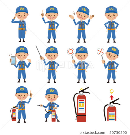 Illustration set of firefighters / fire extinguishers (12 species) Illustration set of firefighters / fire extinguishers (12 species) 20730290