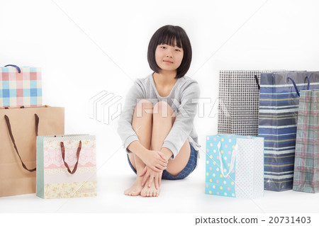女孩初中生似乎喜歡購物很多 20731403