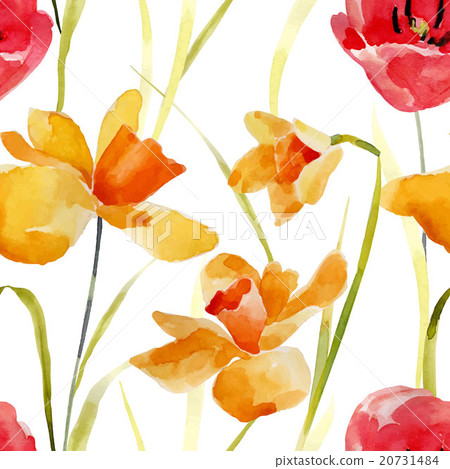 Watercolor flowers seamless pattern.  20731484