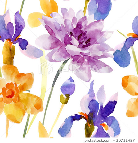 Watercolor flowers seamless pattern. Watercolor flowers seamless pattern. 20731487
