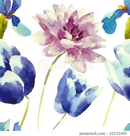 Watercolor flowers seamless pattern. Watercolor flowers seamless pattern. 20731495
