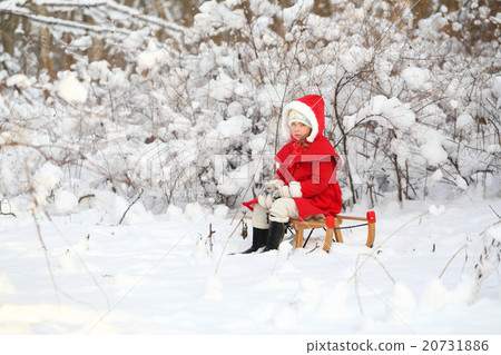 Young lady in winter forest 20731886