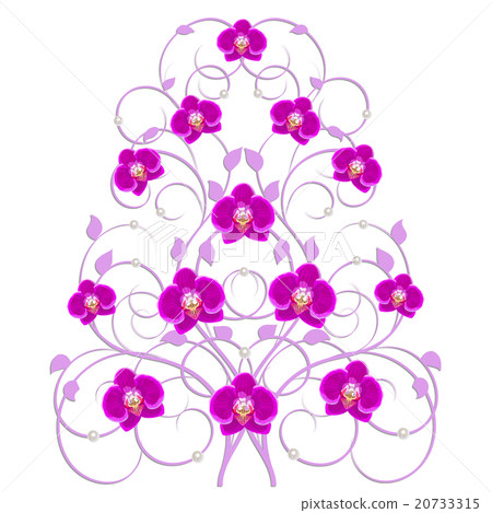 Decorative tree with orchid flowers Decorative tree with orchid flowers 20733315