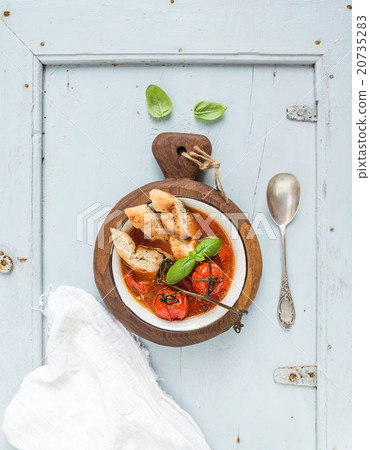 Italian tomato, garlic and basil soup Pappa al 20735283