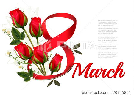 8th March illustration with red roses. 8th March illustration with red roses. 20735805
