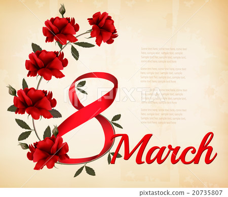 8th March illustration with red roses. 8th March illustration with red roses. 20735807