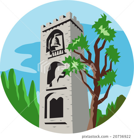 Medieval Bell Tower Circle Retro 20736922