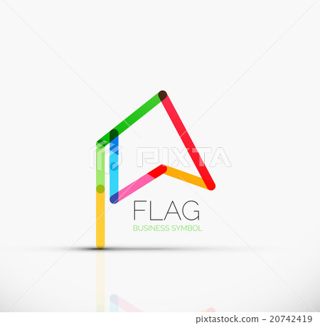 Logo flag, abstract linear geometric business icon 20742419