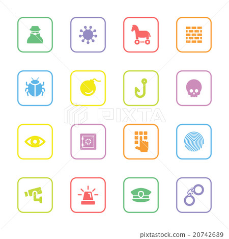 colorful flat icon set 7 rounded rectangle frame 20742689