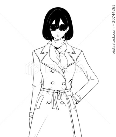 Female / trench coat and sunglasses / serious 20744263