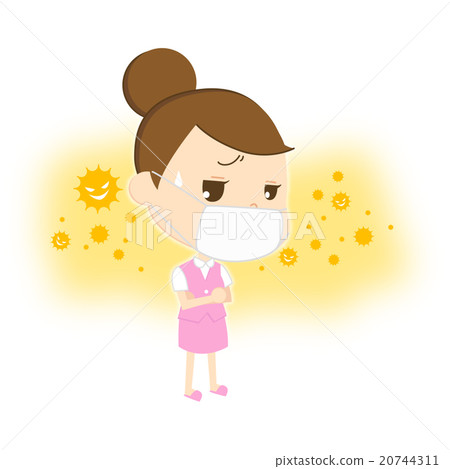 一個蒙面的女人的插圖（冷·花粉·麻煩·麻煩）12 20744311
