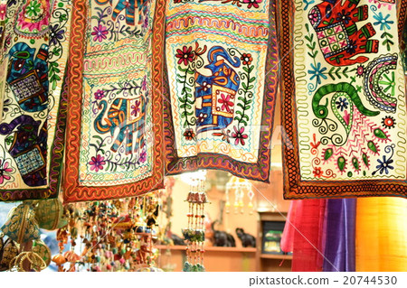 A colorful cloth seen in the Indian street in Singapore 20744530