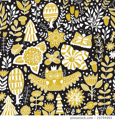 Vector forest design, floral seamless pattern  20744995