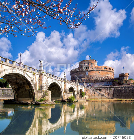 Angel Castle with blossom tree in Rome, Italy 20746058