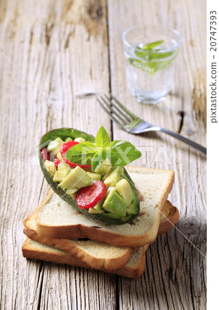 Avocado salad and toasted bread Avocado salad and toasted bread 20747393