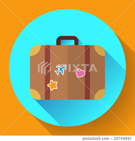 Vector vintage Travel Suitcase icon with long 20748992