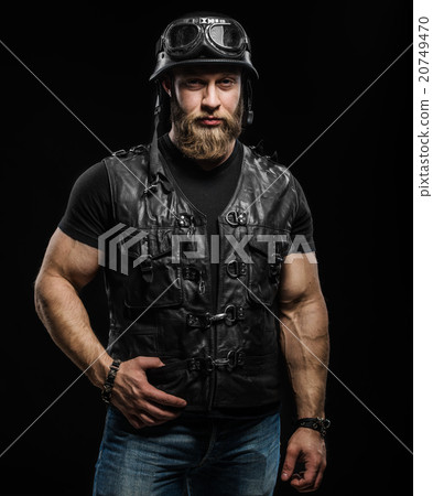 Portrait Handsome Bearded Biker 20749470