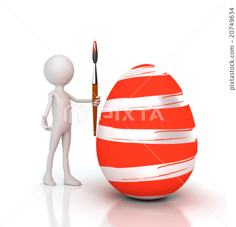 Person painting Easter egg with brush Person painting Easter egg with brush 20749634