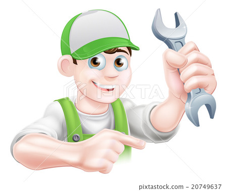 Cartoon Plumber Pointing Cartoon Plumber Pointing 20749637