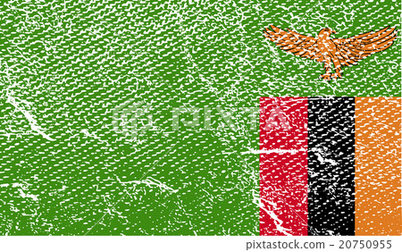 Flag of Zambia with old texture. Vector 20750955