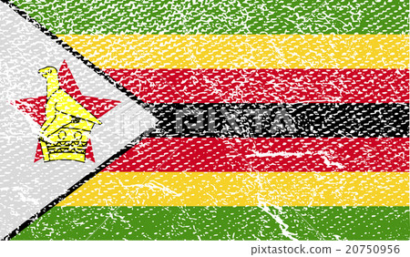 Flag of Zimbabwe with old texture. Vector 20750956