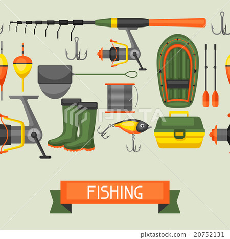 Seamless pattern with fishing supplies. Background 20752131
