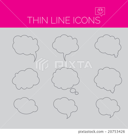 thin line art icons - speech bubble set - Stock Illustration [20753426 ...