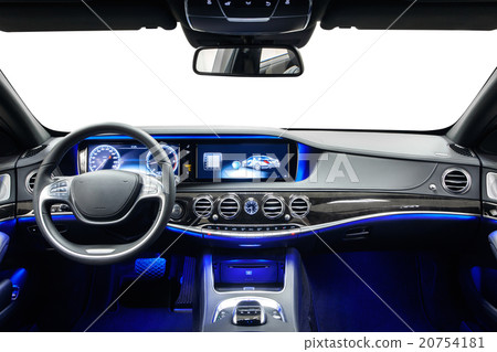 Car interior dashboard black with ambient light 20754181