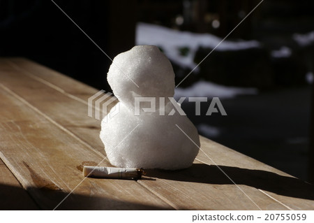 Cigarette butts and snowman 20755059