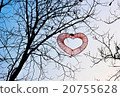 Silhouette branches of tree and red heart. 20755628