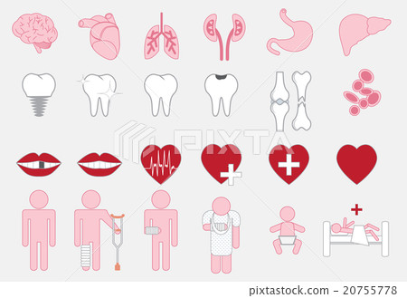 Medical human organs icon set with body. Medical human organs icon set with body. 20755778