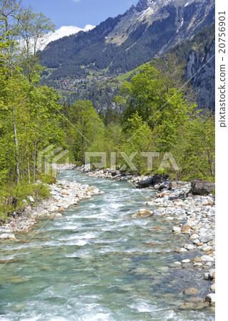 rocks stream mountain valley Alps Switzerland  20756901