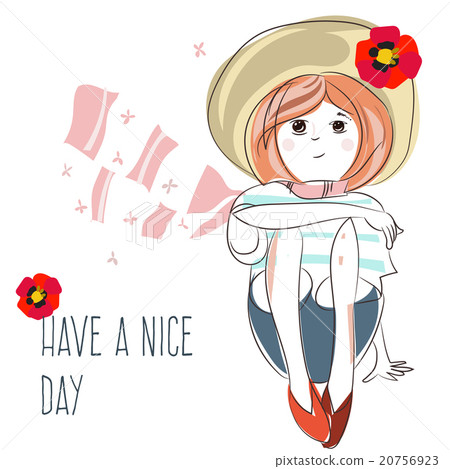 Fashion girl with hat and scarf. Fashion girl with hat and scarf. 20756923