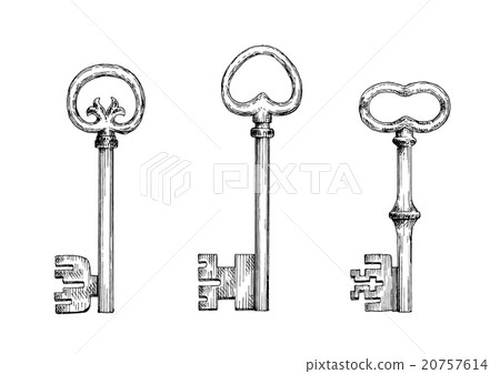 Vintage skeleton keys in engraving style Vintage skeleton keys in engraving style 20757614