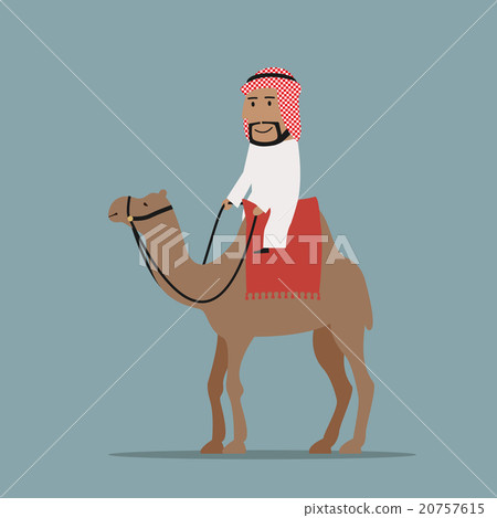 Smiling arab businessman riding on camel 20757615