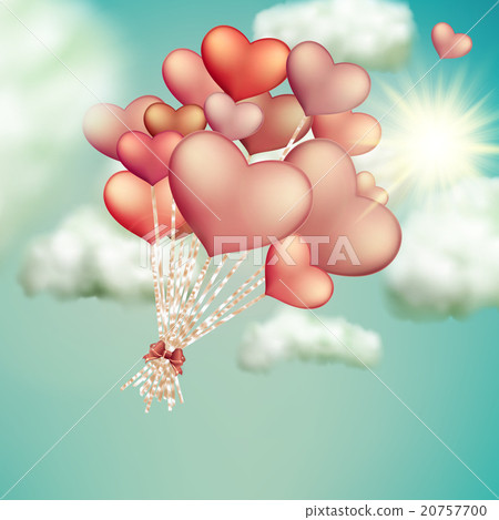 Retro Love Balloons On Blue Sky Eps 10 Stock Illustration