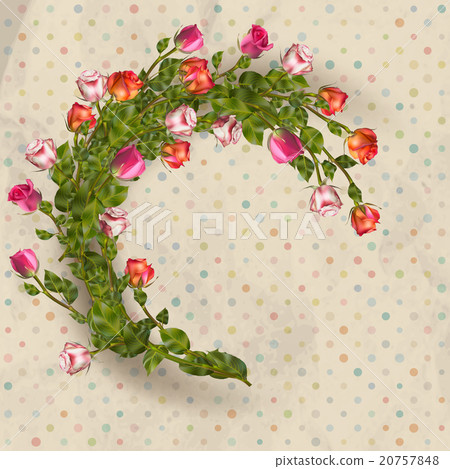 Greeting card with bouquet roses. EPS 10 20757848